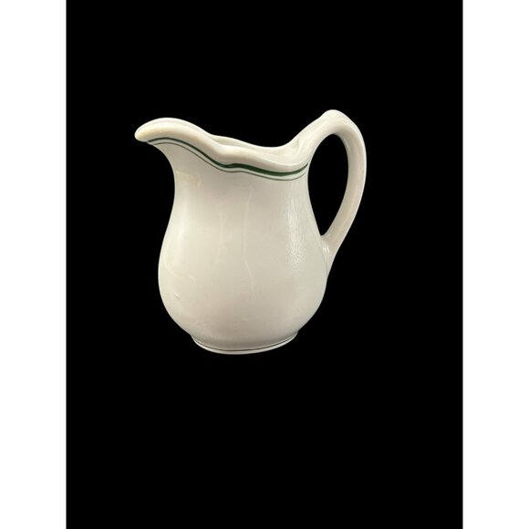 Sterling Vitrified China Pitcher Creamer Restaurant Ware 4.5" Vintage Ohio Green - Picture 3 of 8